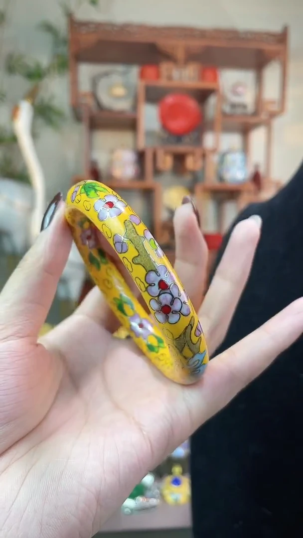 非遗手工景泰蓝镯子黄色