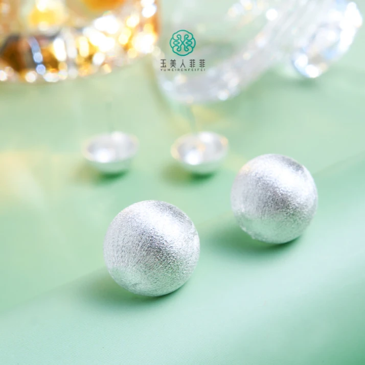 足银耳饰 石惑珠宝+足银半圆耳钉^多样性发一