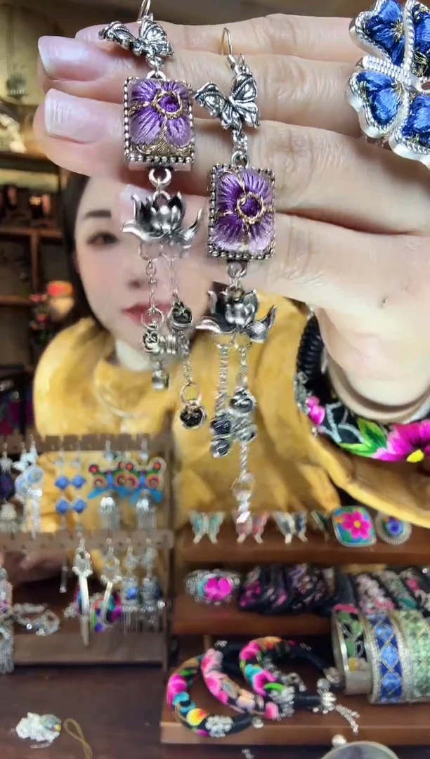 刺绣非遗刺绣民族风耳环