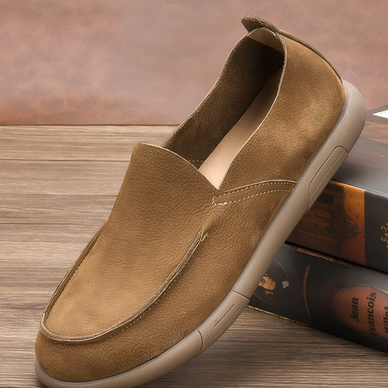 夏季头层牛皮复古单层透气皮鞋男舒适百搭软底软面轻便防滑鞋