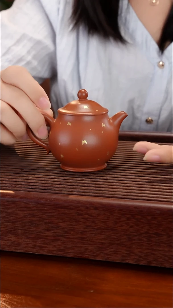 茶壶紫砂潘壶  小煤窑朱泥  洒金工艺  130CC左右