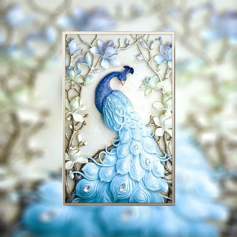 【钻石贴画】孔雀唯美版新款5D客厅装饰画diy钻石画手工制作