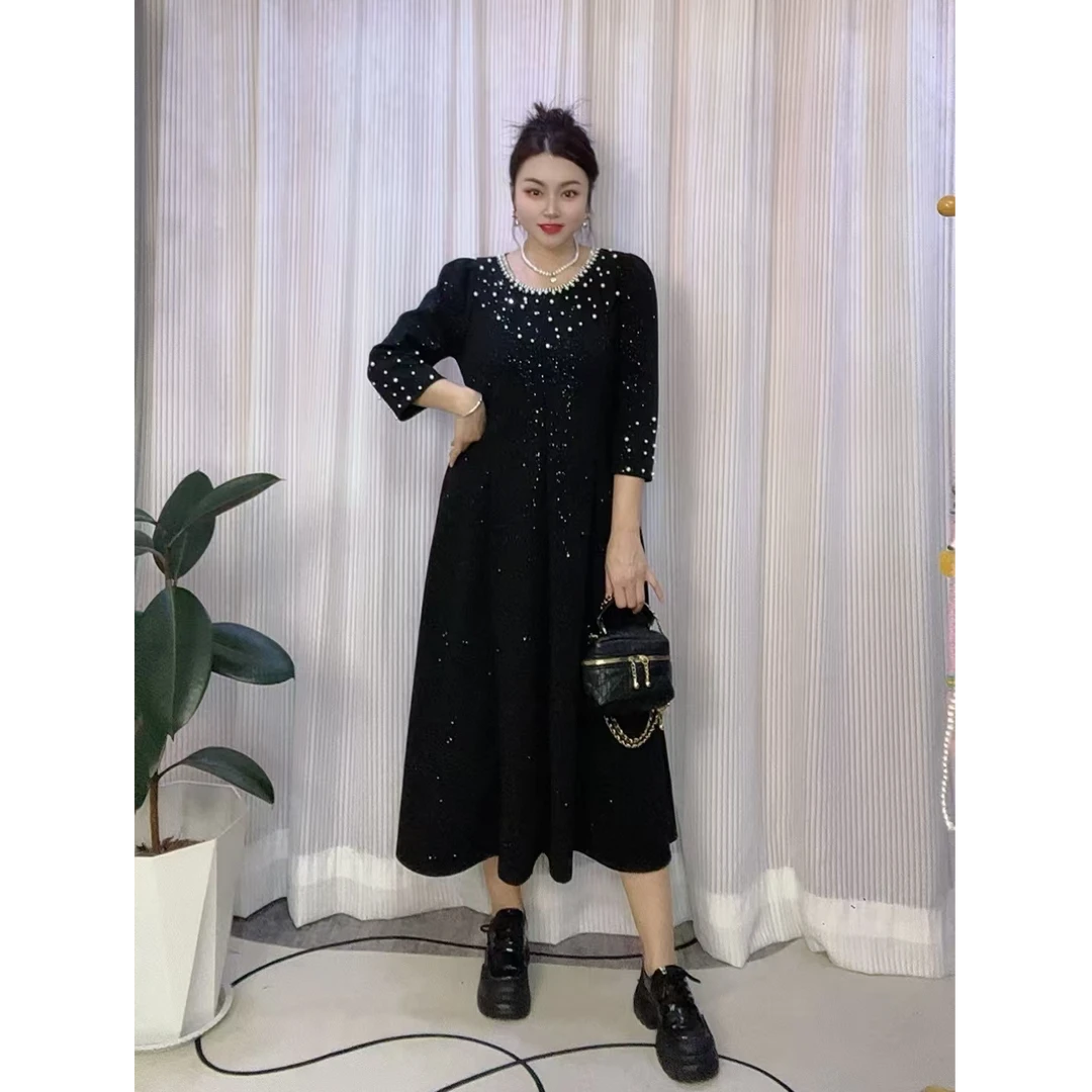 春季新款轻奢显瘦高端气质优雅八分袖连衣裙