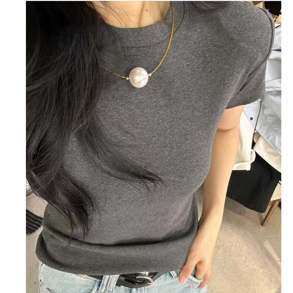 DEZI宝藏衣橱圆领净面舒适女短袖T恤LS601066