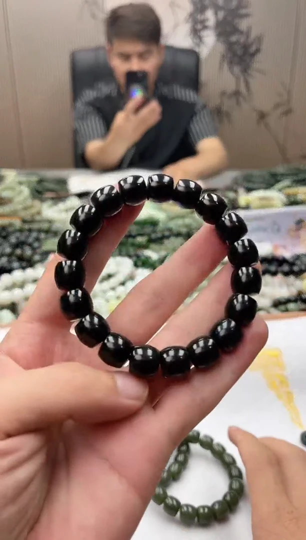 手链未镶嵌和田玉纯天然新疆塔青黑青12