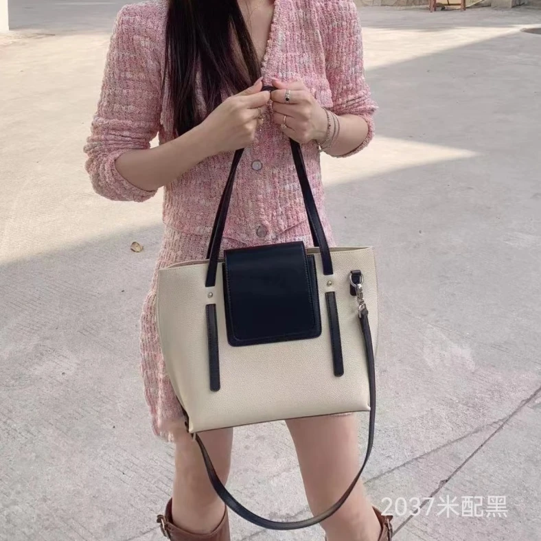 【RAIN.CUN】SLBL-2037-米配黑气质时尚百搭简约斜跨轻奢女包