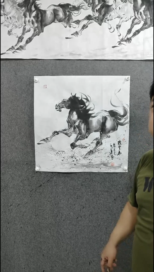 国画水墨写意马图单骏