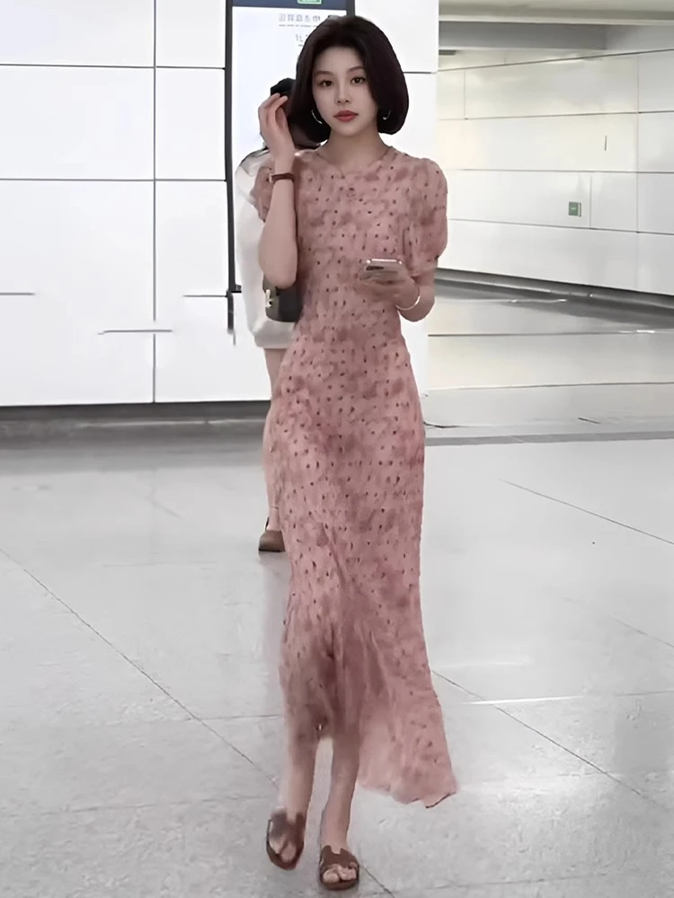 大码胖mm温柔风雪纺气质裙女韩系多巴胺减龄穿搭夏天巨好看的裙子