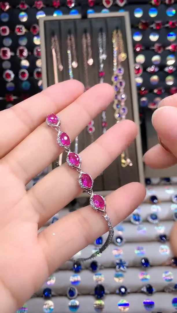 【闪购商品】蓝宝石手链银S925镶嵌银色