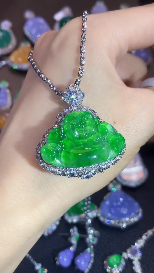 吊坠(不含链)18K金镶嵌翡翠C61