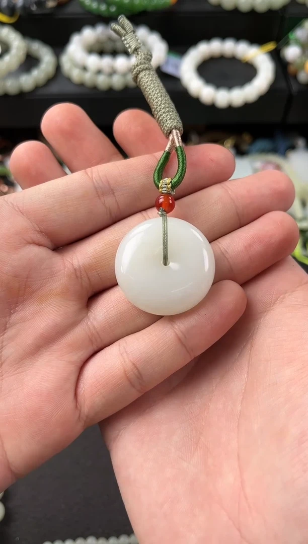 【闪购商品】和田玉平安扣未镶嵌且末天泰白玉平安扣微色差