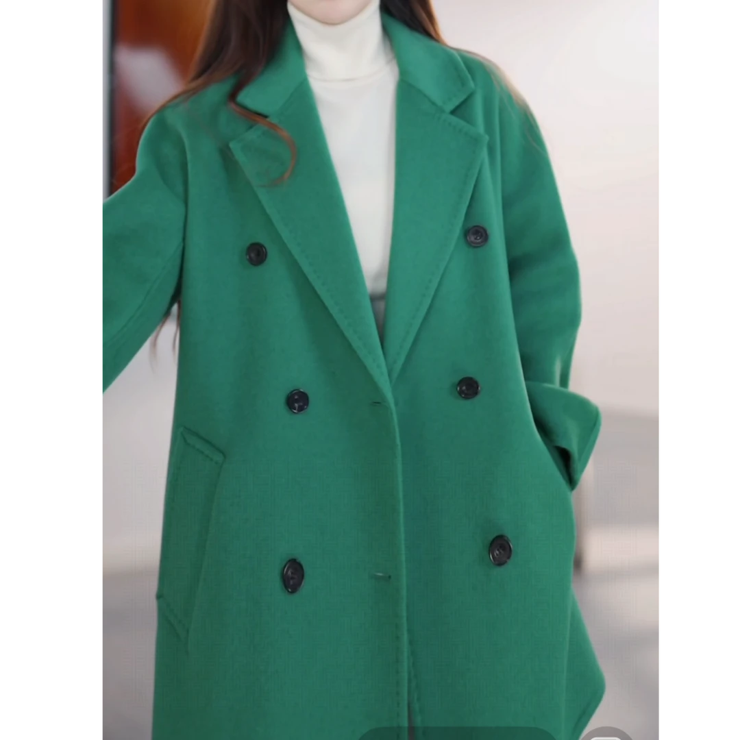 曼德诗2025年新款冬羊毛山羊绒双面大衣外套Y26072