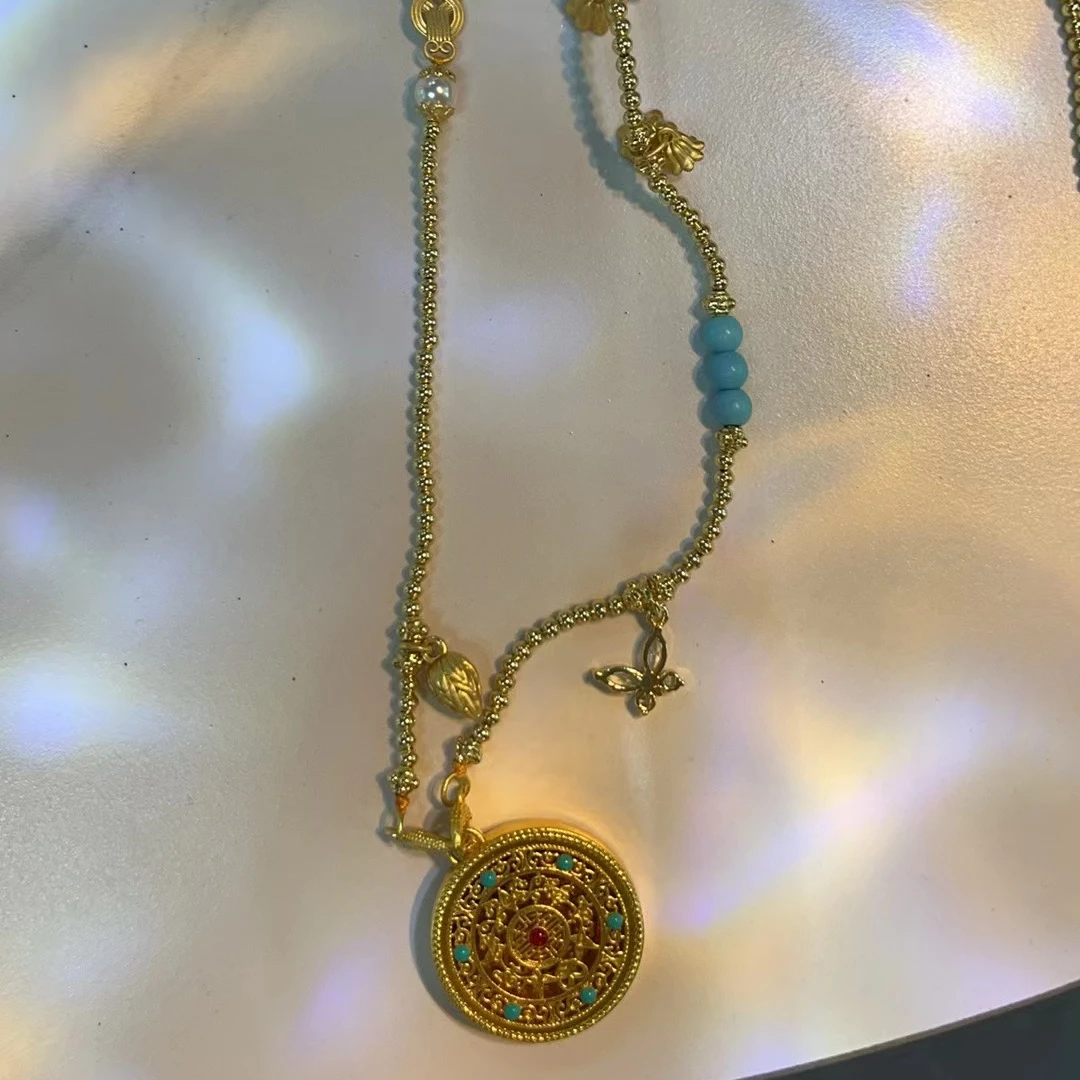 合金项链 【柚见女装】项链吊坠气质轻奢时尚百搭民族风坠链Z1421