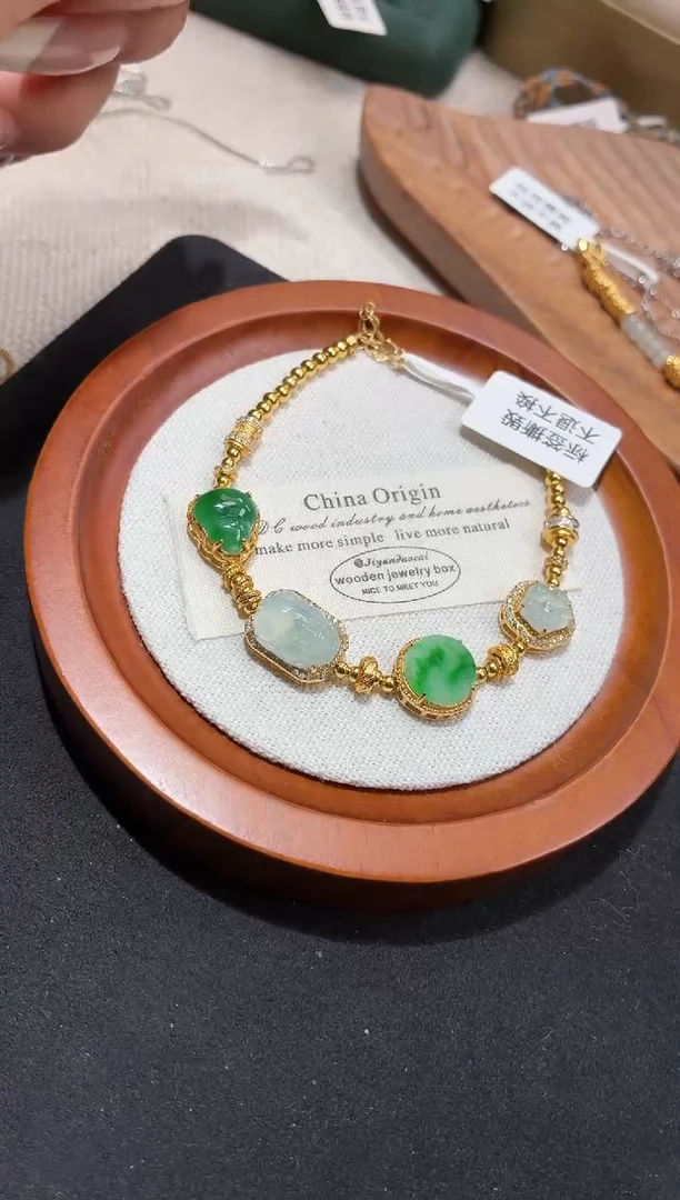 吊坠(不含链)银S925镶嵌翡翠手链