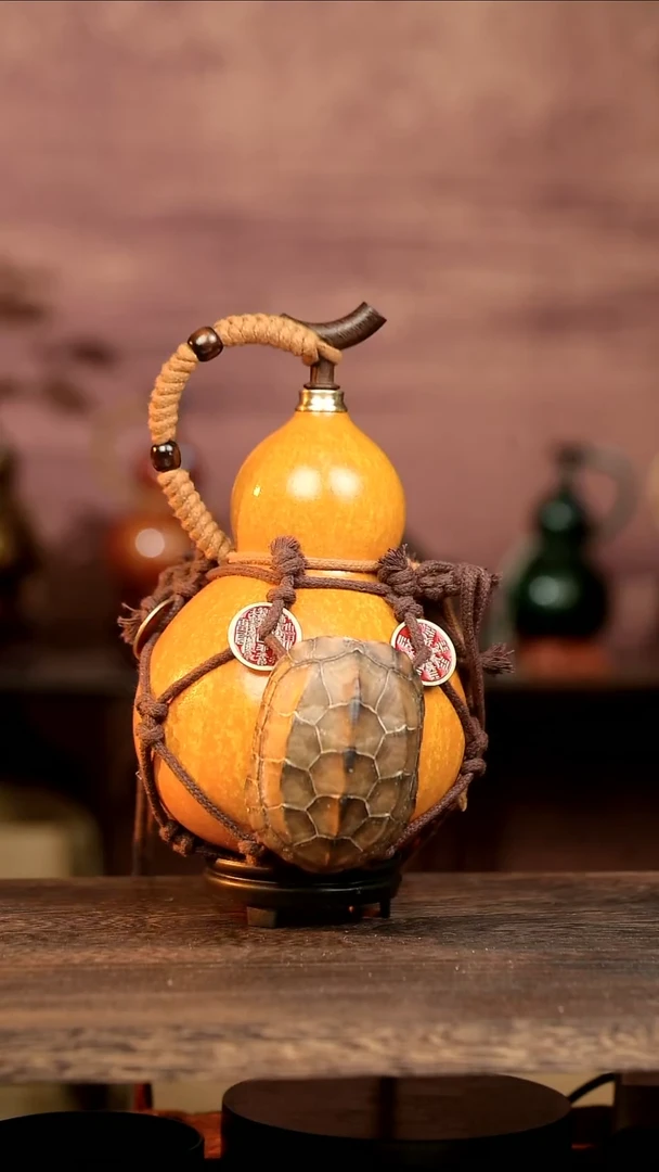 767号龟甲网兜 900ml 大漆葫芦水壶/酒壶 一物一拍 送小葫芦