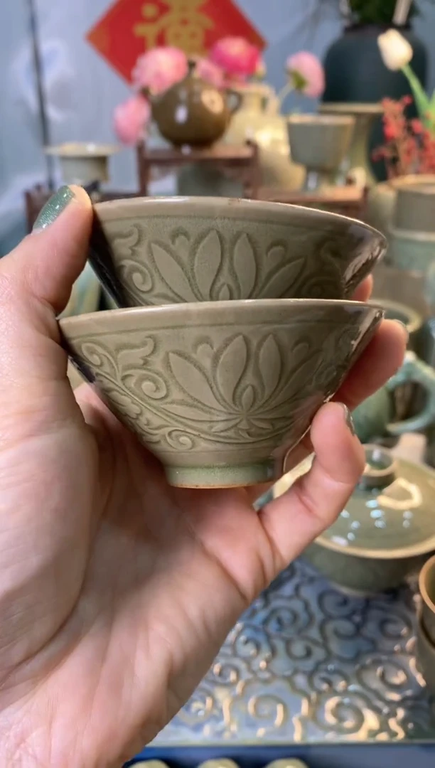 【闪购商品】TS036 莲纹斗笠微瑕 2只 片儿白