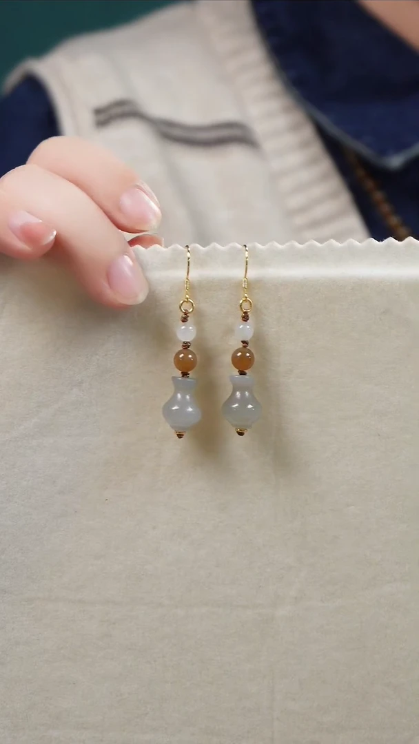 银S925镶嵌和田玉耳饰新中式耳环