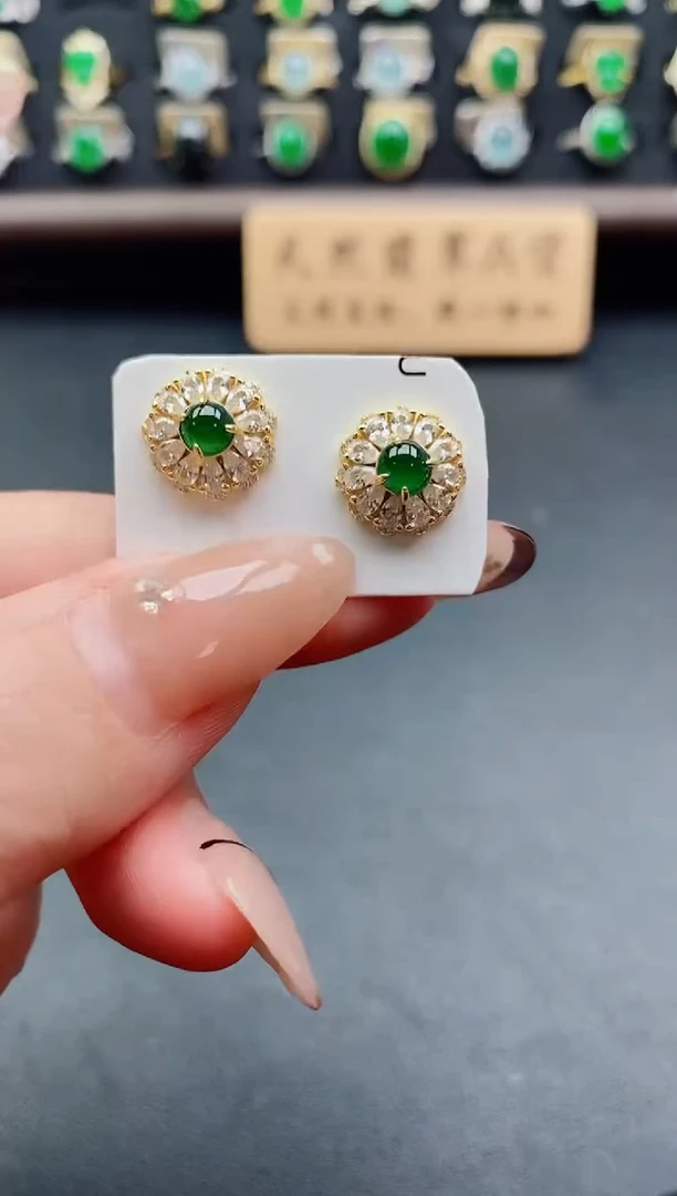 银S925镶嵌戒指翡翠1