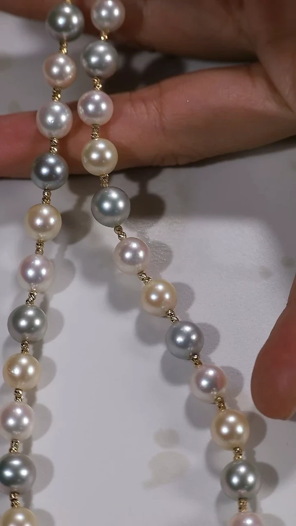 项链18K金镶嵌海水珍珠海水akoya珍珠设计款项链（银扣）