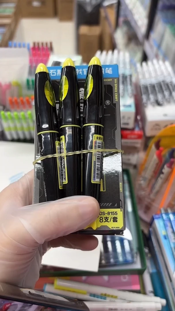 石头DS-8155荧光笔(金星黄)火箭时空舱--8支（带盒子）