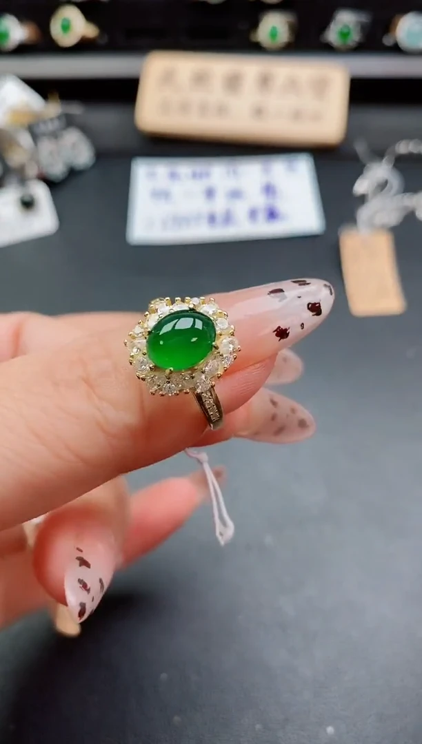 银S925镶嵌戒指翡翠11