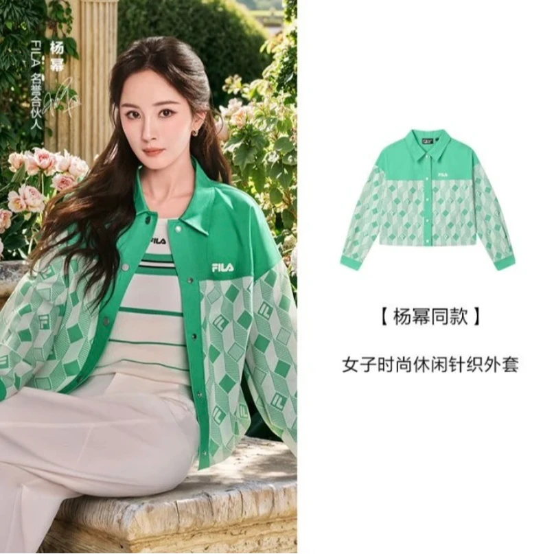 Fila/斐乐女款运动长袖牛仔时尚休闲春季印花梭织满印F11W528502F