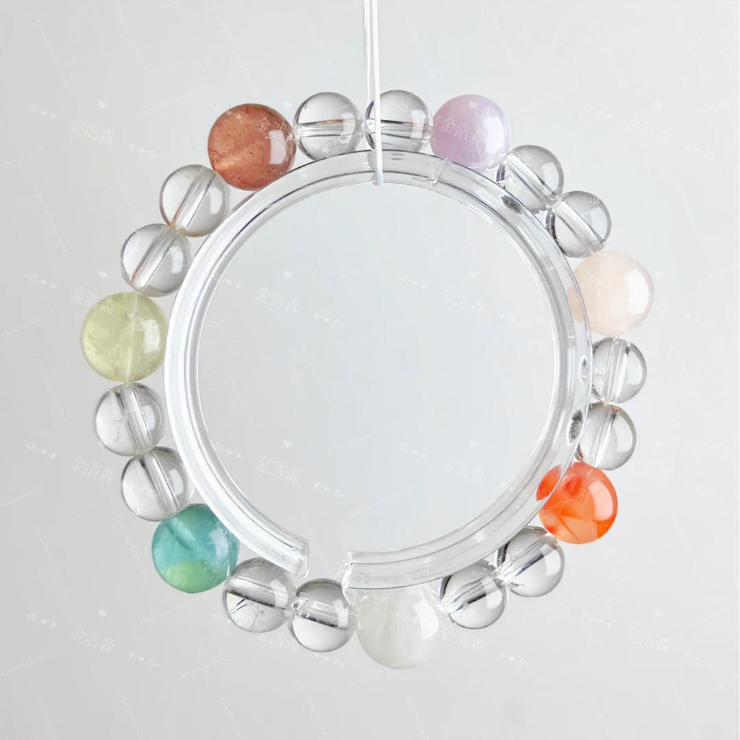 【彩虹多巴胺】粉紫黄红白蓝彩色水晶8-10MM手链多样性发一礼盒装