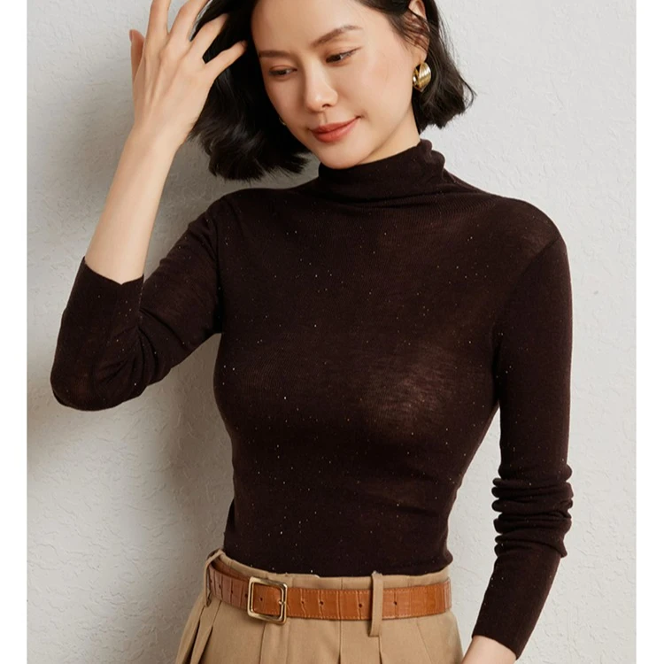 凌云推荐 堆堆领百搭衫法式半高领打底衣长袖毛衣针织zw-212