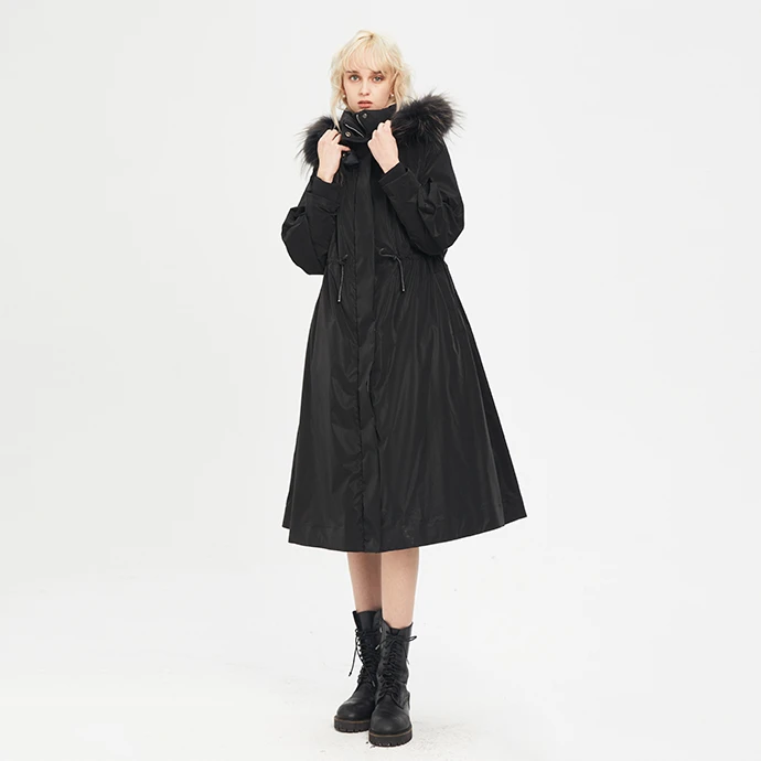 S·DEER圣迪奥通勤时尚连帽秋冬季收腰显瘦中长款保暖女装羽绒服