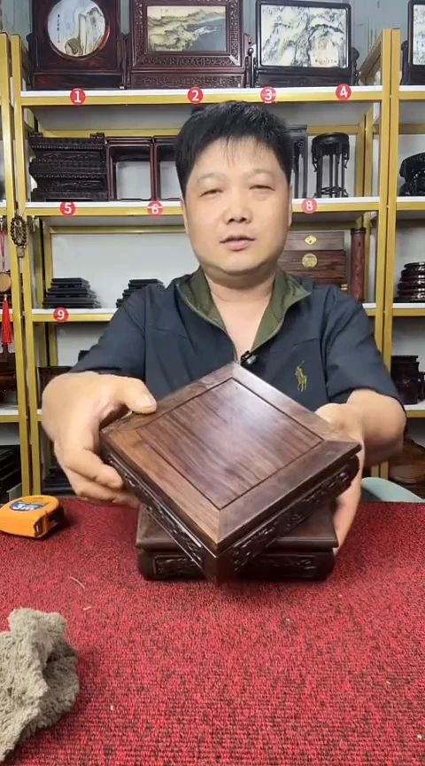紫檀木类书架15.5CM正方底座