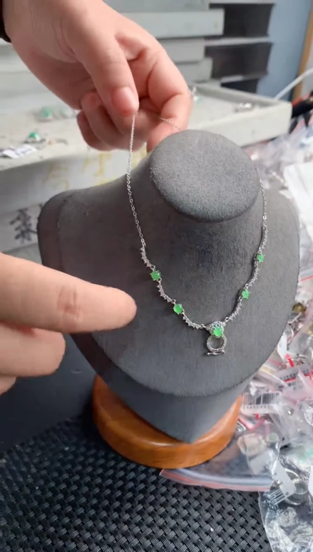 银S925镶嵌戒指翡翠10             9