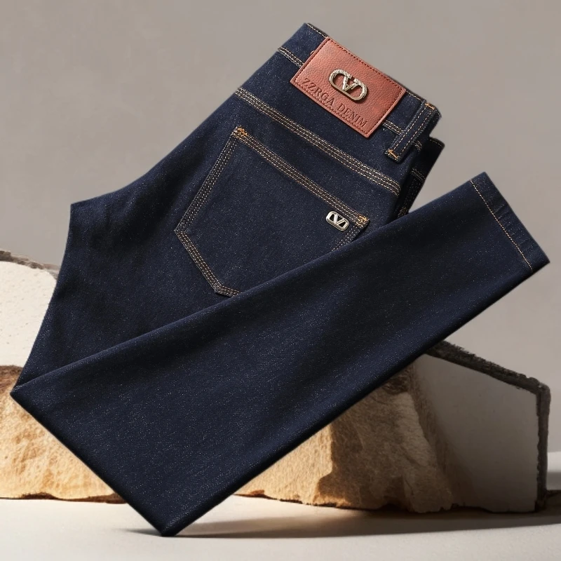 诺顿雷斯秋冬新款深蓝色男士牛仔裤弹力修身简约大方时尚潮牌百搭