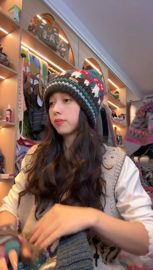 羊毛百羊毛绿色蘑菇像素帽