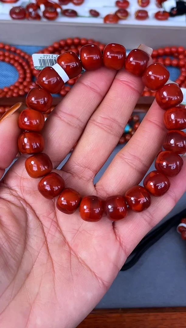 未镶嵌手串南红玛瑙N19凉山瓦西料双锦单圈（微瑕）