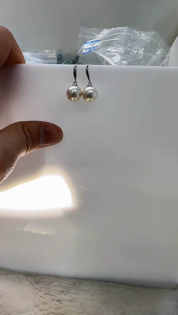 【闪购商品】淡水珍珠DA银S925镶嵌b320 白珠耳钩10