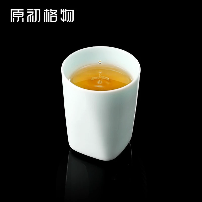 原初格物方圆白瓷茶杯喝茶杯对杯主人杯待客家用纯手工耐热品茗杯