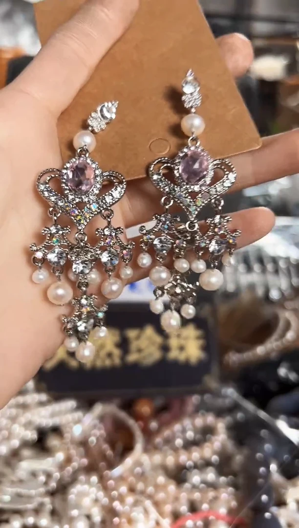 【闪购商品】淡水珍珠珠宝奇石未镶嵌QC耳饰一副