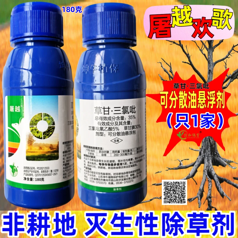屠越欢草甘三氯吡油悬浮剂灭生性除草剂酸枣树野枸杞灌木藤蔓死根