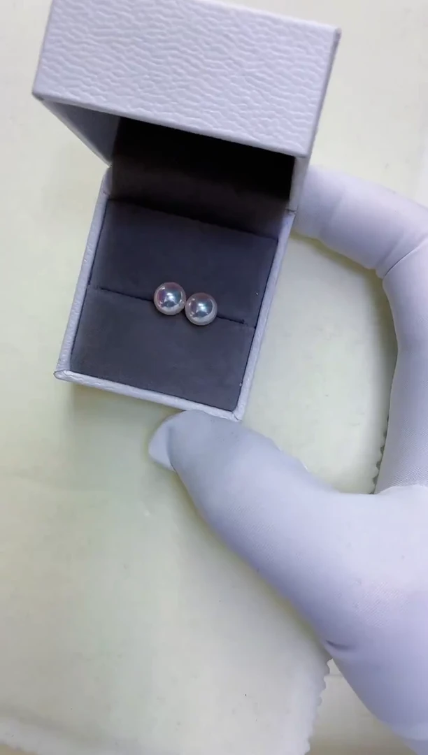 【闪购商品】海水珍珠饰品18K金镶嵌7-7.5素钉定制·尾货