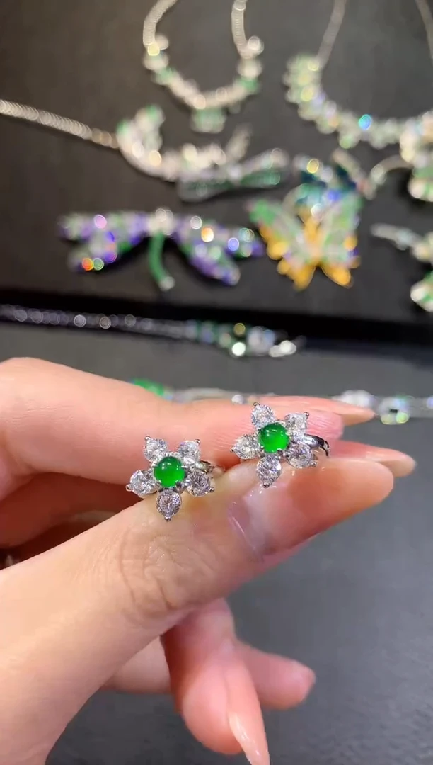 【闪购商品】翡翠耳饰银S925镶嵌140耳饰（多样性发货一件