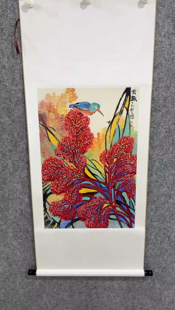 国画李子鹏-2.7平尺-红高粱作品-紫