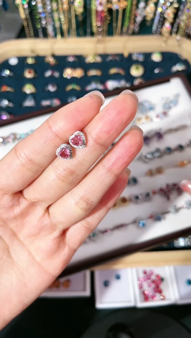 【闪购商品】碧玺猫眼耳饰银S925镶嵌G-636