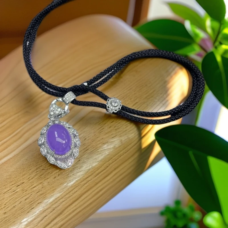 【大喜儿】透紫蛋面带绳吊坠-13WQ1078时尚精致女士多样性发一