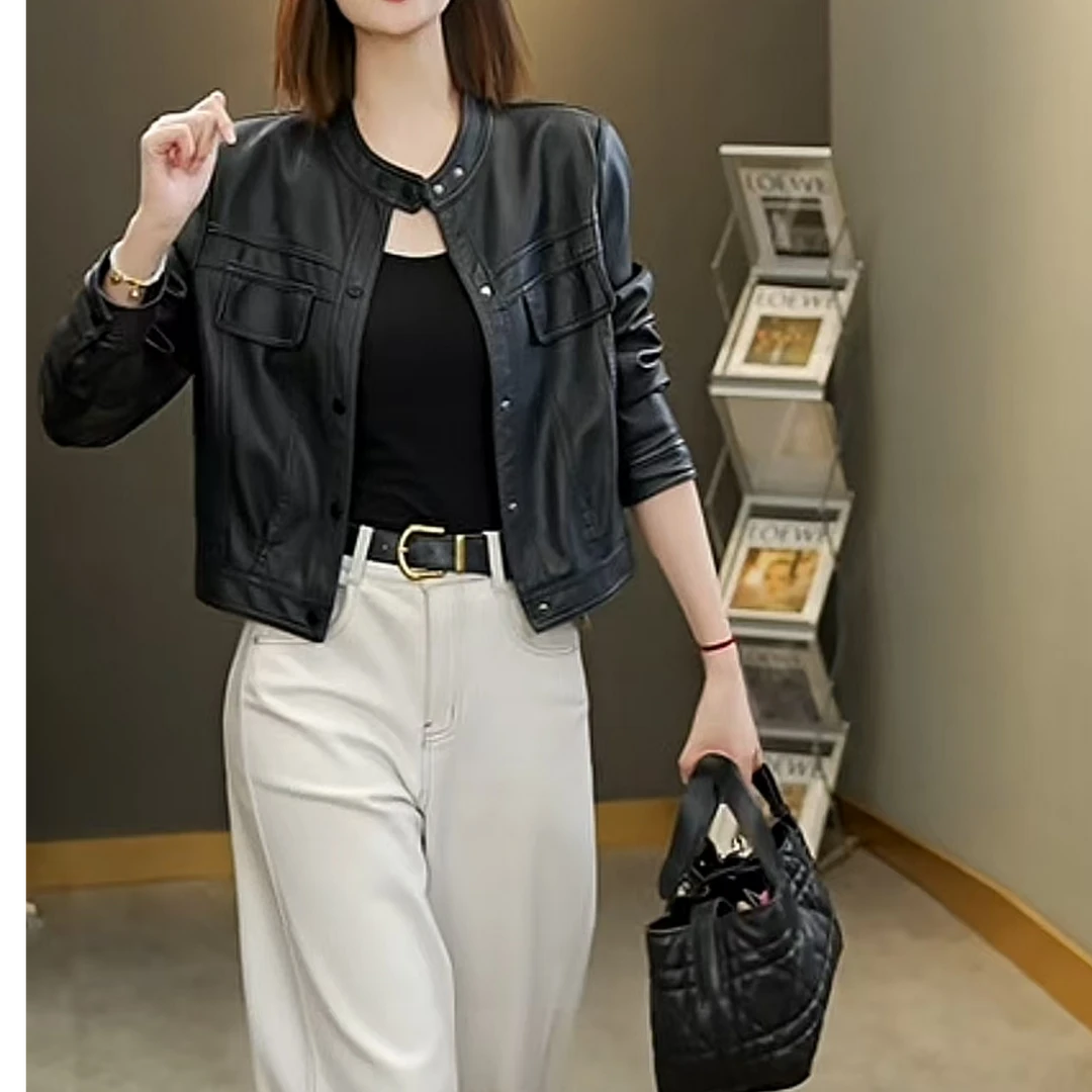 2025秋季新款气质修身显瘦时尚皮衣休闲短款百搭女装时髦短外套潮