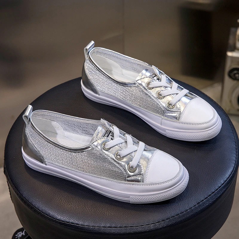 浅口网面小白鞋女2025夏款牛皮百搭透气大码女鞋41到43夏季平底40