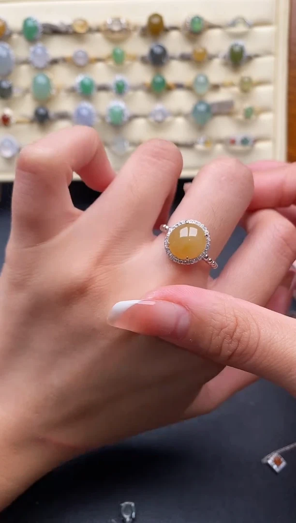 银S925镶嵌戒指翡翠5555555+7