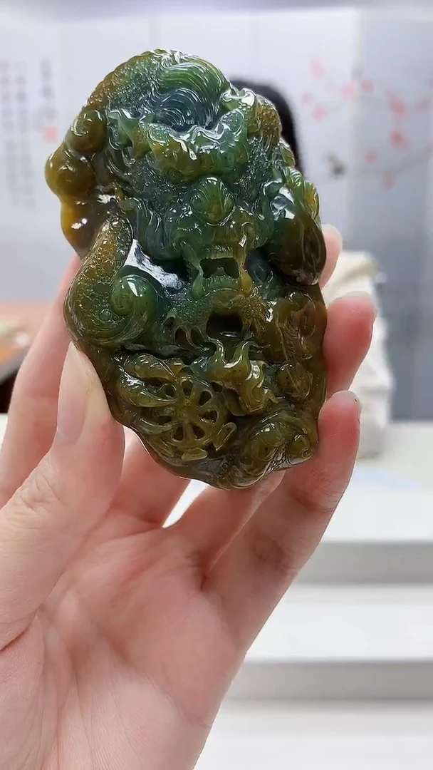 定制翡翠未镶嵌4852zm-毛货挂件龙牌82