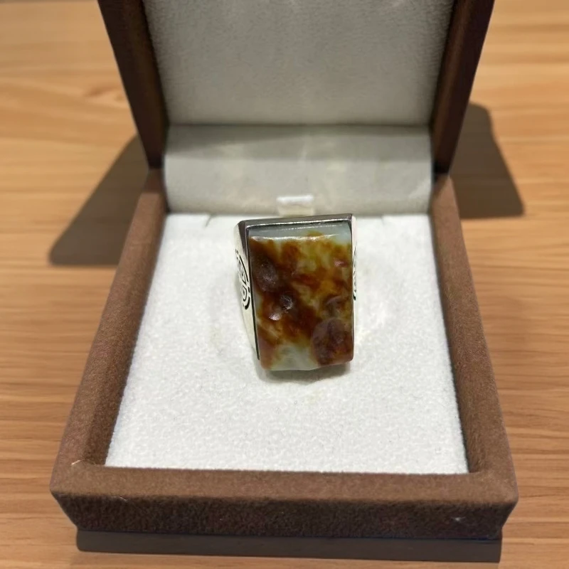 【徐会长玉器】精品河磨玉大尺寸男戒-随机发一