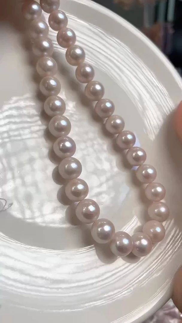 项链未镶嵌淡水珍珠590  9-11mm白透粉
