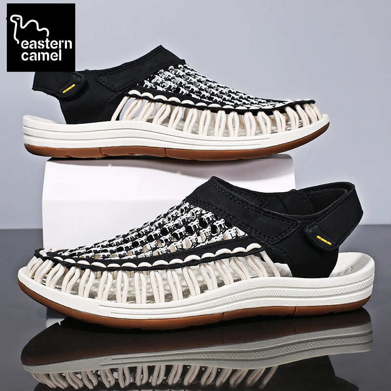 东方骆驼沙滩凉鞋夏季时尚休闲外穿镂空男鞋百搭软底男士开车鞋子